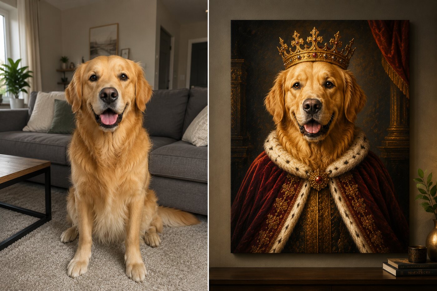 Avant / après — une photo transformée en œuvre d'art