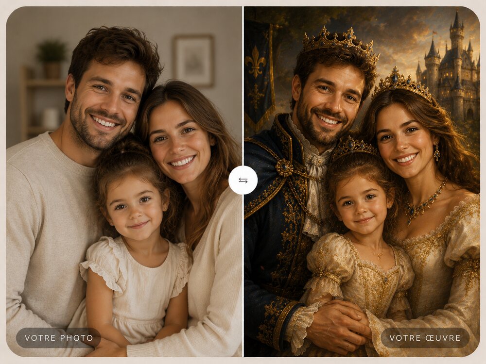 Famille transformée en portrait royal